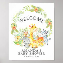 Póster Sweet Jungle Animals Welcome Baby Shower Poster