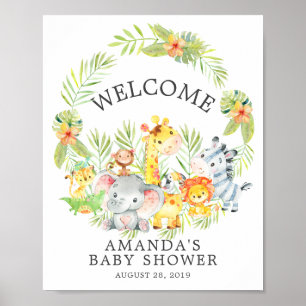 Póster Sweet Jungle Animals Welcome Baby Shower Poster