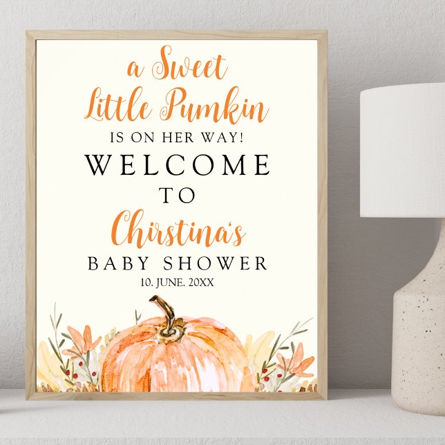 Póster Sweet Little Pumpkin is on her Way, Baby Shower (Subido por el creador)