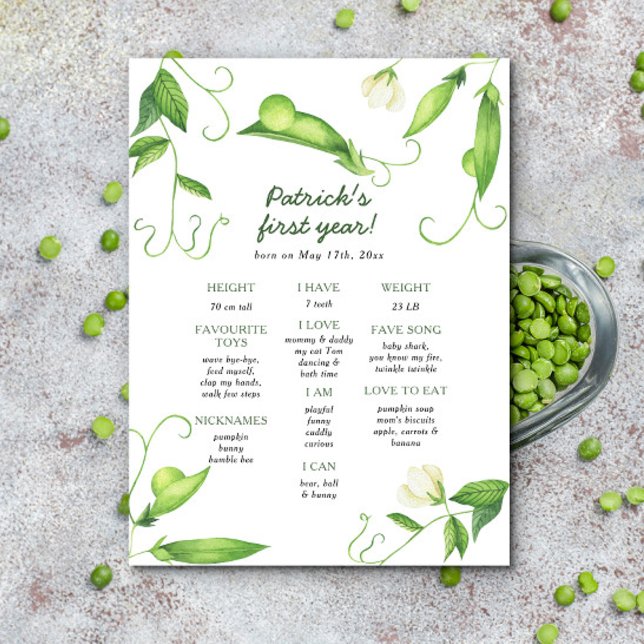 Póster Sweet Pea First Birthday Milestone Birthday (Subido por el creador)