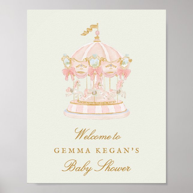 Póster sweet princess green sage baby shower welcome sign (Frente)