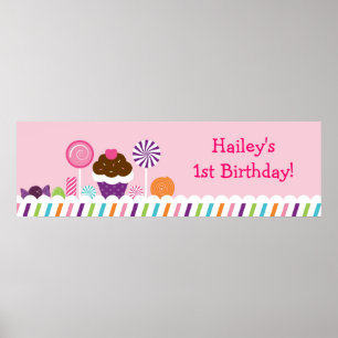 Póster Sweet Shop Candy Birthday Banner Rótulo