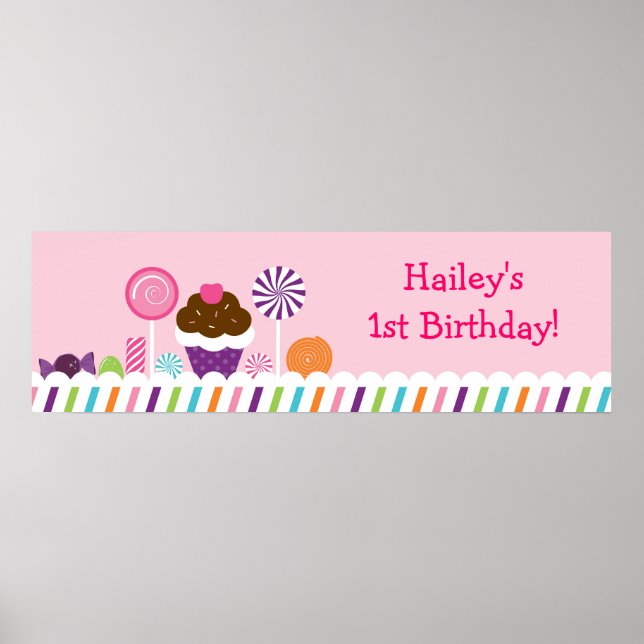 Póster Sweet Shop Candy Birthday Banner Rótulo (Frente)