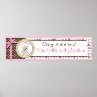Póster Sweet Teddy Bear Baby Shower Banner Chica