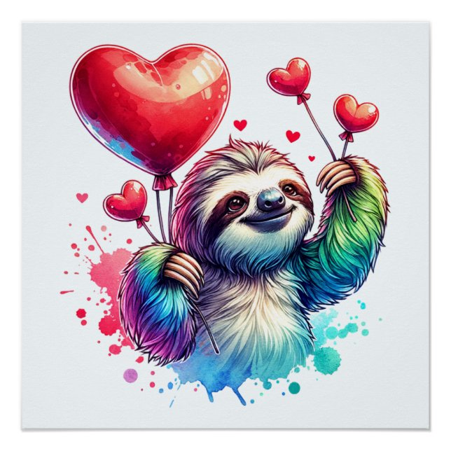 Póster Sweet Valentine Sloth (Anverso)