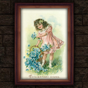 Póster Sweet Vintage 1908 Chica Floral Poster de cumpleañ