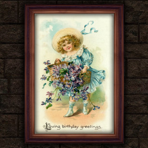 Póster Sweet Vintage 1908 Chica Floral Poster de cumpleañ