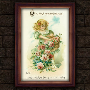 Póster Sweet Vintage 1908 Chica Floral Poster de cumpleañ