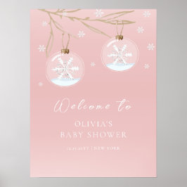 Póster Sweet Winter Snowflake Baby Shower Welcome Sign