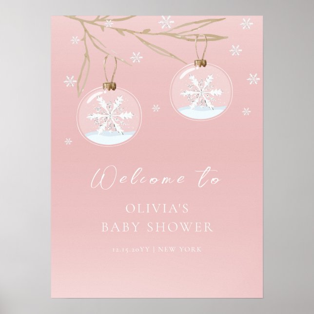 Póster Sweet Winter Snowflake Baby Shower Welcome Sign (Frente)