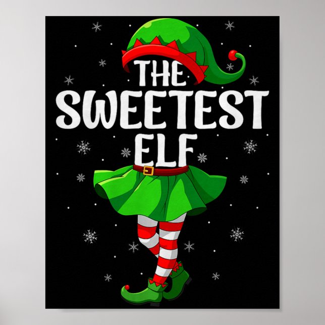 Póster Sweetest Elf Christmas Girls Women Elf Squad Xmas  (Frente)