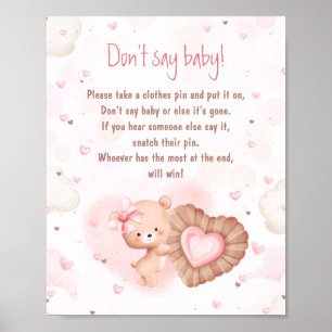Póster Sweetie Pink Baby Shower no dice juego del bebé