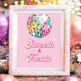 Póster Sweets and Treats Disco Ball Retro Groovy Birthday