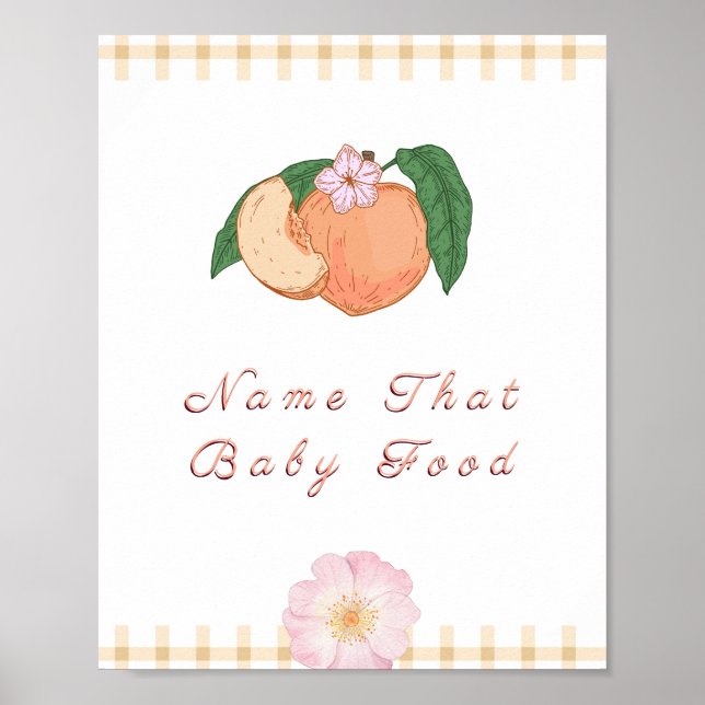 Póster Sweety Little Peach Baby Shower Game Rótulo (Frente)