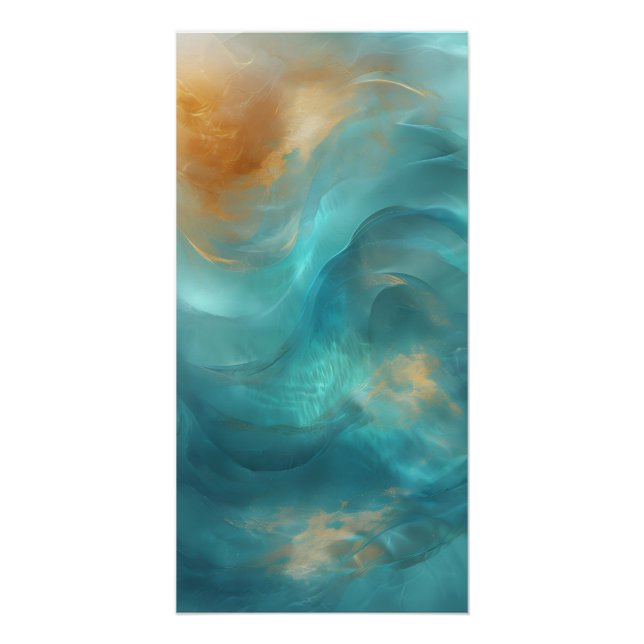 Póster Swiling Aqua y Gold Patterns Wall Art (Anverso)