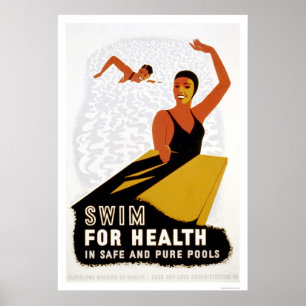 Póster Swim For Health 1940 WPA