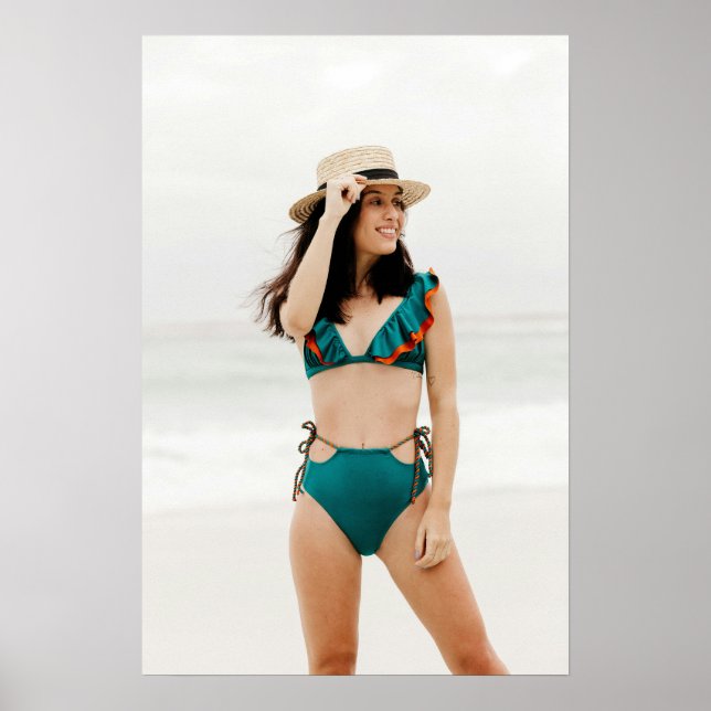 Póster Swimsuit Model In Teal Bikini (Frente)