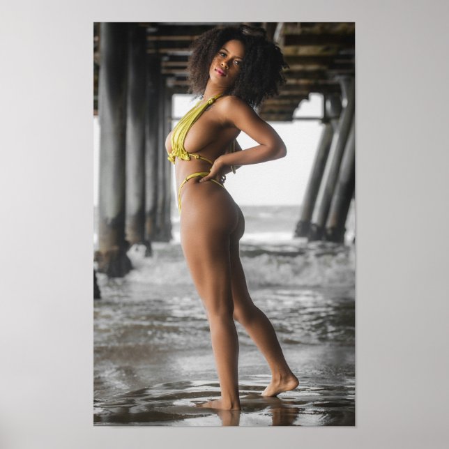 Póster Swimsuit Model Posing Under A Pier (Frente)