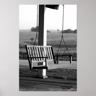 Póster Swing Porch, negro y blanco