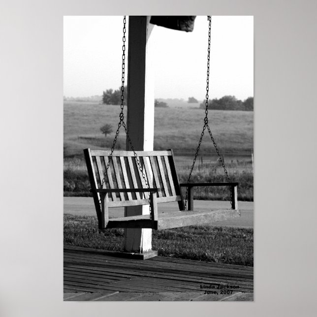 Póster Swing Porch, negro y blanco (Frente)