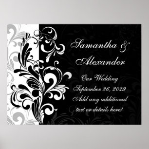 Póster Swirl blanco y negro contemporáneo