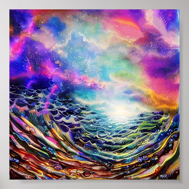 Póster Swirled ocean aurora borealis (Frente)