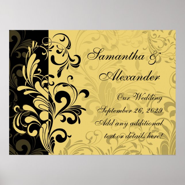 Póster Swirtol contemporáneo amarillo y negro (Frente)