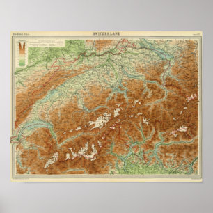 Póster Switzerland Atlas Map