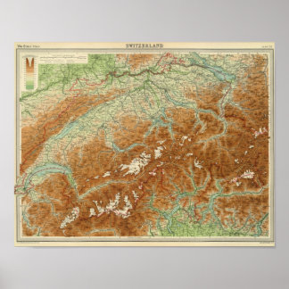Póster Switzerland Atlas Map