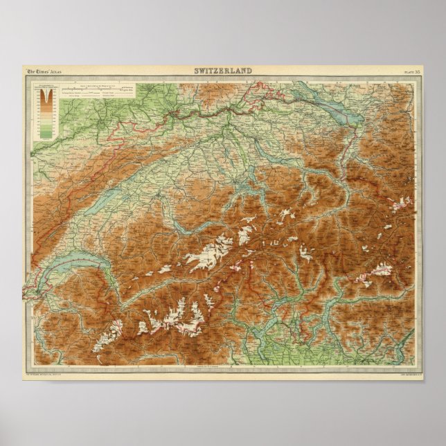 Póster Switzerland Atlas Map (Frente)