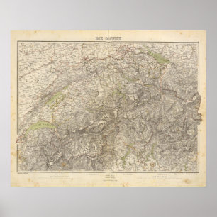Póster Switzerland Atlas Map