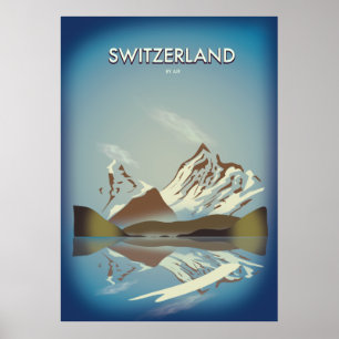 Póster Switzerland Mountains travel poster