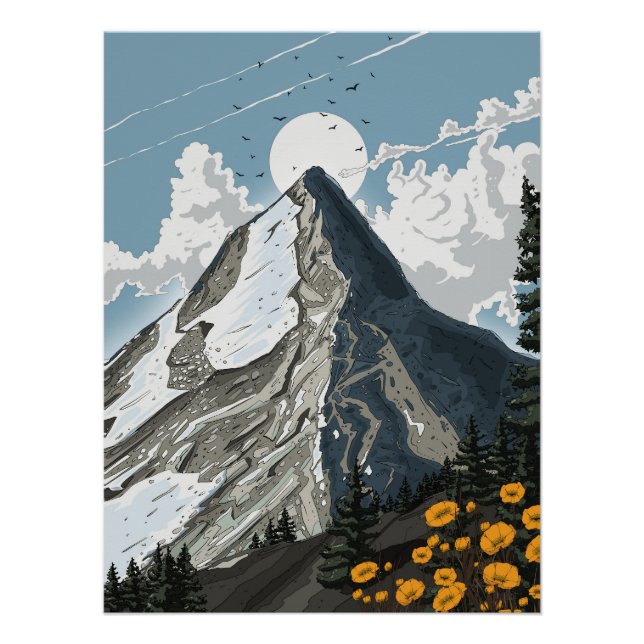 Póster Switzerland Snow Capped Mountain (Anverso)