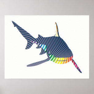Póster Swoosh de color de tiburón