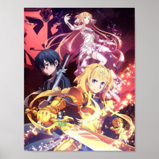 Póster Sword Art Online Kirito Alice Asuna