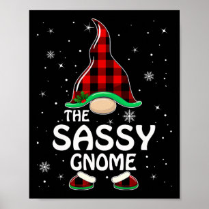 Póster Sy Gnome Buffalo Plaid Matching Familia Navidad P