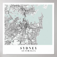 Sydney: Australia Blue Water Street Map