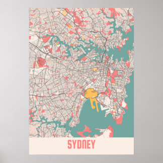 Póster Sydney - Australia Chalk City Map