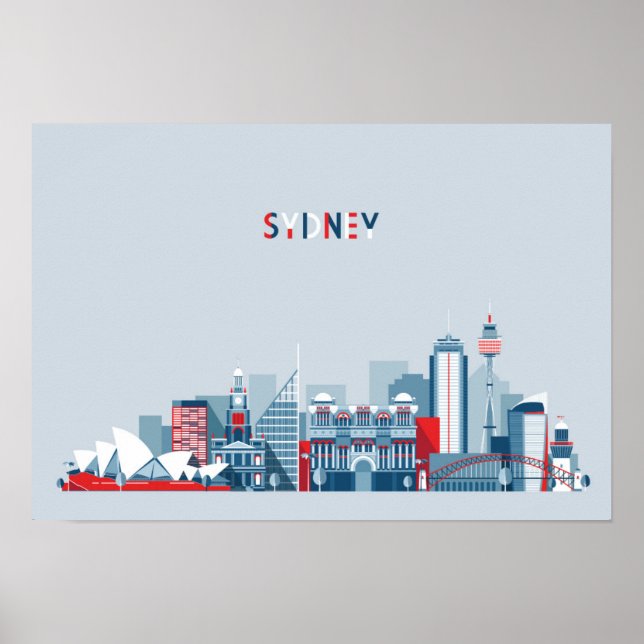 Póster Sydney Australia City Skyline (Frente)