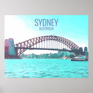 Póster Sydney Australia Harbour Bridge travel print