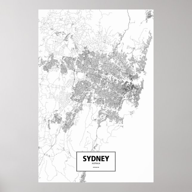 Póster Sydney, Australia (negro sobre blanco) (Frente)