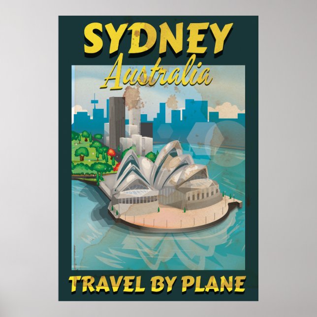 Póster Sydney, Australia poster de viajes vintage (Frente)
