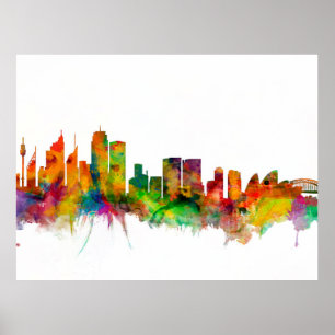Póster Sydney Australia Skyline
