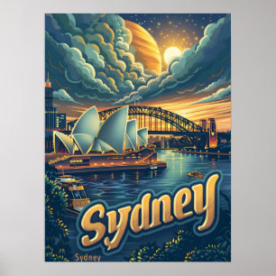 Póster Sydney de noche: Elegancia en la Ópera