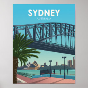 Póster Sydney Harbour Australia Vintage Travel