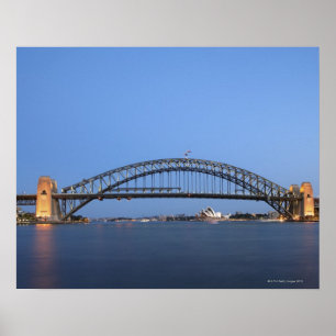 Póster Sydney Harbour Bridge and Opera House at dusk