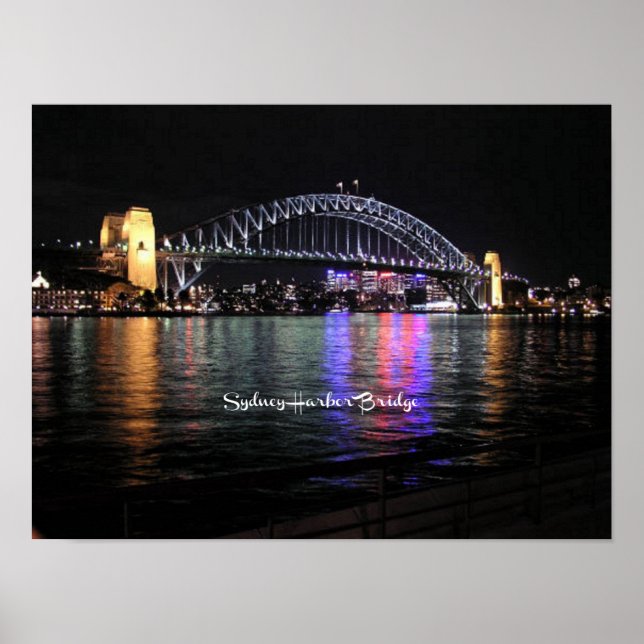 Póster Sydney Harbour Bridge, etiquetado (Frente)