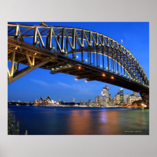 Póster Sydney Harbour Bridge, Sydney Opera House and