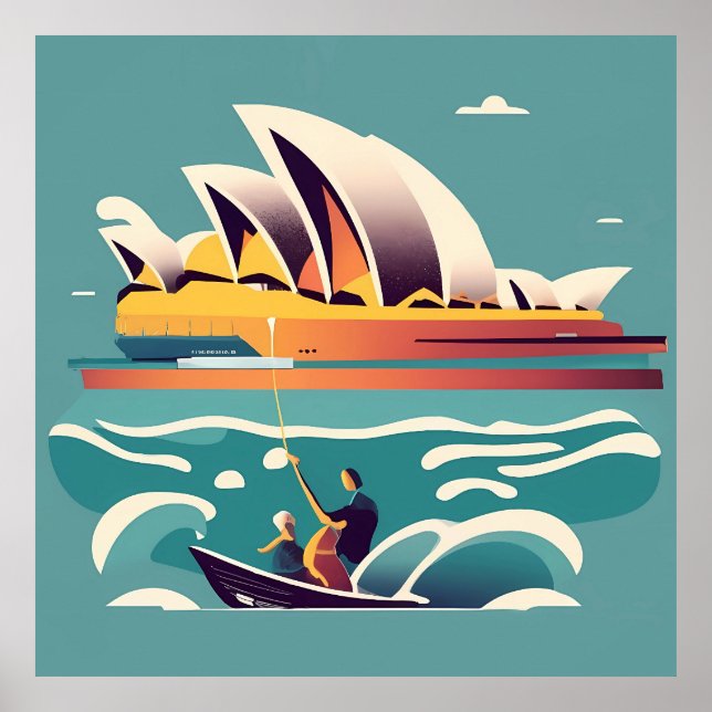 Póster Sydney Opera House Australia pintura recuerdo (Frente)