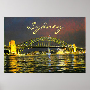 Póster Sydney por la noche Harbour Bridge Australia